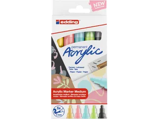 Acrylmarker edding e-5100 medium set van 5 kleuren pastel - 1