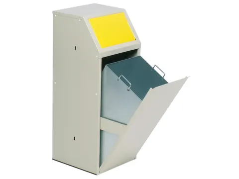 Afvalverzamelaar 69 Liter Recyclebaar materiaal Klep Voorzijde Geel