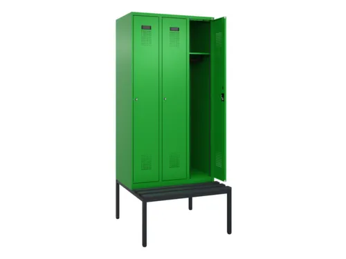 locker met bank,HxBxD 2120x900x815mm,3vak,vak B 300mm,cilinderslot