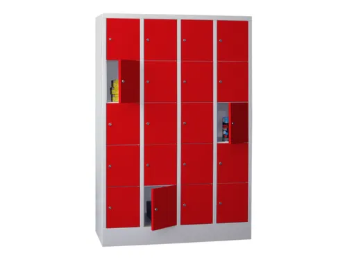 lockerkast,HxBxD 1850x1200x500mm,4x5vakken,RAL7035,front RAL3000