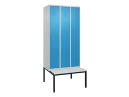 locker met bank,HxBxD 2120x900x815mm,3vak,vak B 300mm,cil.-slot