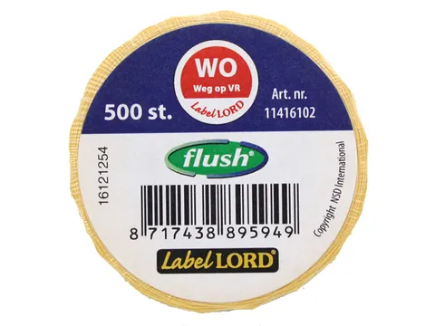 Voedseletiketten 59x23x59mm Flushlabel Wo weg op VR