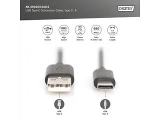 USB Type-C-aansluitkabel Type C naar A St/St 1m 3A, 480 MB 2.0 Zwart - 7