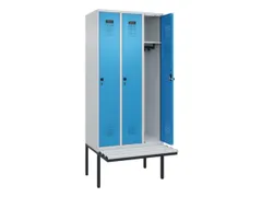 locker met bank,HxBxD 2120x900x815mm,3vak,vak B 300mm,draaigrendel