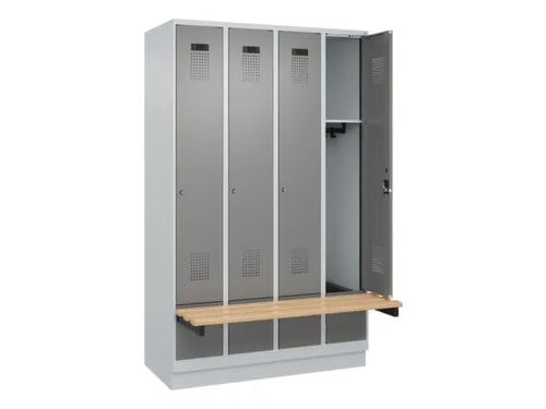 locker met bank,HxBxD 1950x1200x815mm,4vak,vak B 300mm,cilinderslot