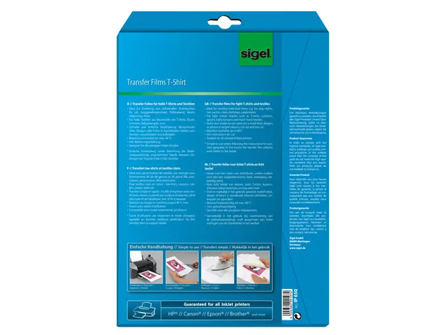 inkjetfolie A4 Transfer blanco 6 vel voor lichte kleding/textiel