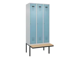 locker met bank,voor scheiding van kleding,HxBxD 2120x900x815mm,3vak - 2