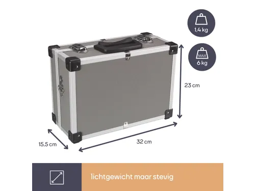 Aluminium Gereedschapskoffer 320x230x155mm 11.4 Liter Grijs