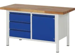 werkbank,RAL 7035/RAL 5010,HxBxD 840-1040x1500x700mm,beukblad