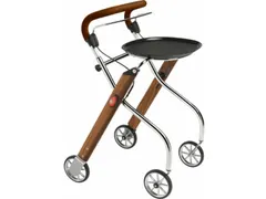 TrustCare Binnen Rollator Let's Go Indoor Opklapbaar Teak/Zilver