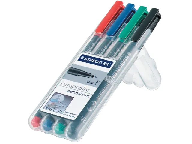 Viltstift Staedtler OHP Lumocolor 318 Fijn 0.6mm Assorti 4 stuks