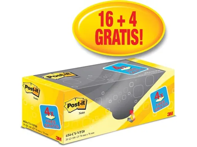 100 Vel 76 X 76 Mm Geel 16 Blokken + 4 Gratis