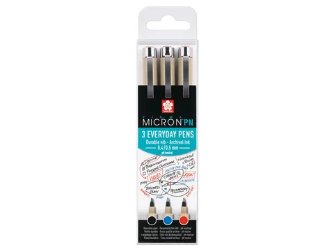 Fineliner Sakura pigma micron 0.4mm blister à 3 stuks assorti