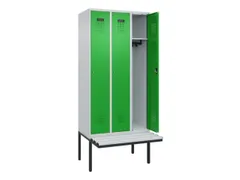 locker met bank,HxBxD 2120x900x815mm,3vak,vak B 300mm,cilinderslot