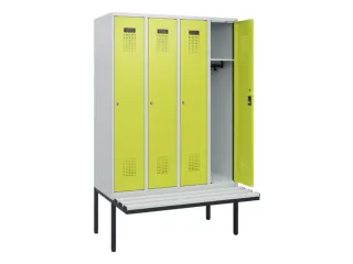 locker met bank,HxBxD 1950x1200x815mm,4vak,vak B 300mm,cilinderslot - 1