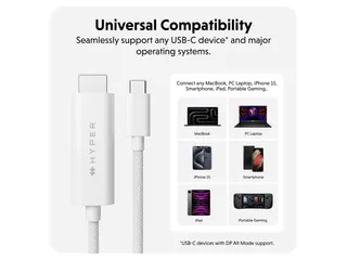 Hd6007Whgl Targus Usb-C naar Hdmi Kabel Hyper Drive 2.5m wit - 3