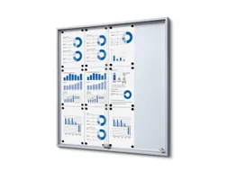 Vergrendelbaar notitiebord Indoor Slim 12xA4 met Schuifdeuren Zilver