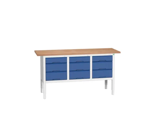 werkbank,HxBxD 830-930x1750x600mm,multiplexblad,uitrusting: 6lades