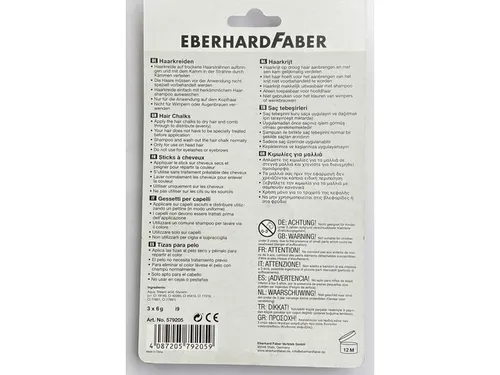Haarkrijt Eberhard Faber metallic kleuren 3st. Ass. (roze,blauw,groen)