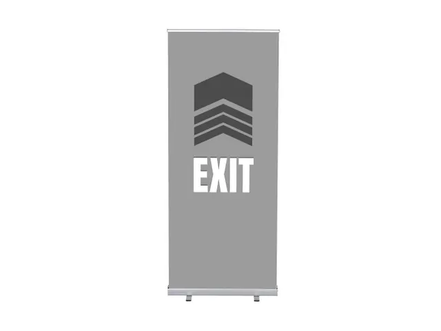 Roll-Banner 85x200 complete set met print "EXIT" Grijs
