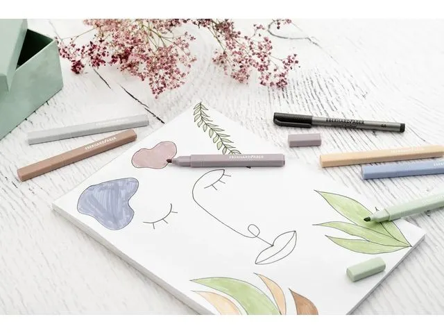 Markeerstift Eberhard Faber Pastel 6st. vierkant in etui