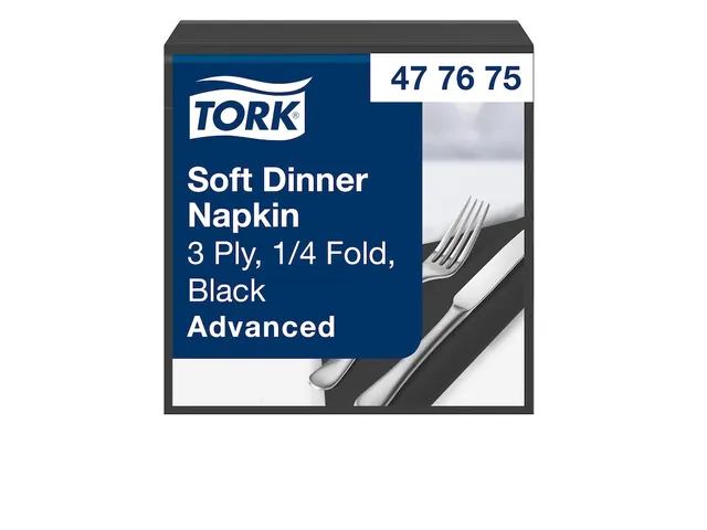 Tork 477675 Dinnerservet 39x39cm 3-laags 1/8 vouw 12x100st Zwart