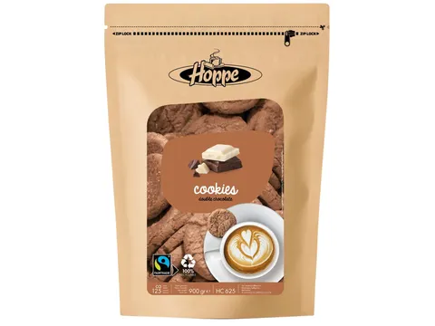 Koekjes Hoppe Cookies fairtrade double chocolate circa 125stuks