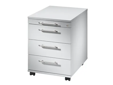 Mobiel Ladenblok Wit 590x430x580mm 3 Laden 1pennenlade Stanggreep