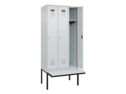 locker met bank,HxBxD 2120x900x815mm,3vak,vak B 300mm,cilinderslot