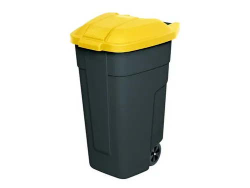 Afvalbak 100 Liter HxBxD 850x510x550mm Pp Romp Antraciet Deksel Geel