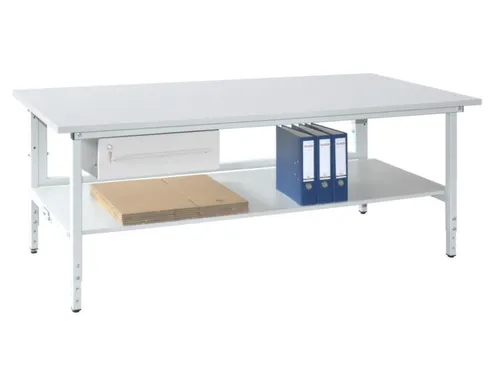 bijzet- paktafel 70-95x200x90cm Lichtgrijs 4 poten RAL7035
