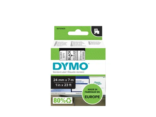 Labeltape Dymo 53710 D1 S720920 24mmx7m zwart op transparant