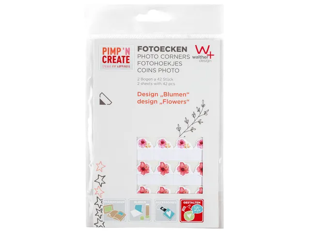 Fotohoeken walther design bloemen 2 vellen à 42 stuks