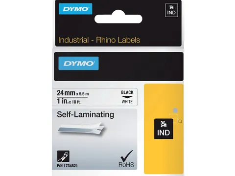 Labeltape Rhino 1734821 Vinyl 24mmx5.5m Zwart Op Wit