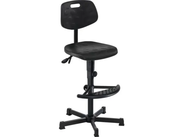 Werkplaatsstoel,standaardzitting zwart,PU-schuim