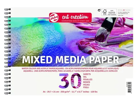 Acryl-aquarelverfpapier Talens Art Creation mixed media A4 wit