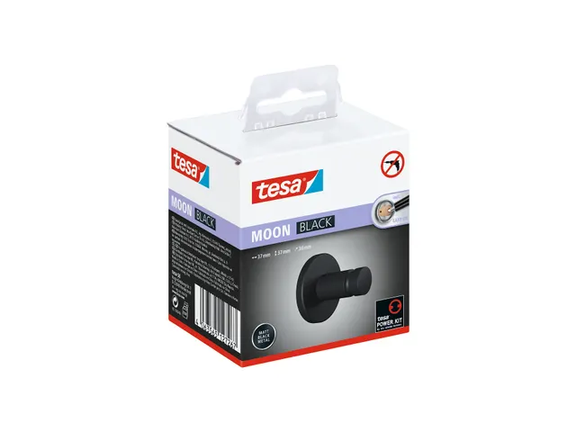 Handdoekhaak tesa Moon 40563 Zwart metaal Zelfklevend