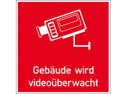 waarschuwingsetiket,Gebouw heeft videbewaking,PVC,rood/wit