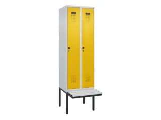 locker met bank,HxBxD 2120x600x815mm,2vak,vak B 300mm,draaigrendel - 2