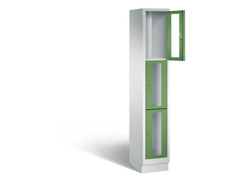 Lockerkast 1800x320x500mm 1x3 vakken Cilinderslot, Sokkel, RAL6011