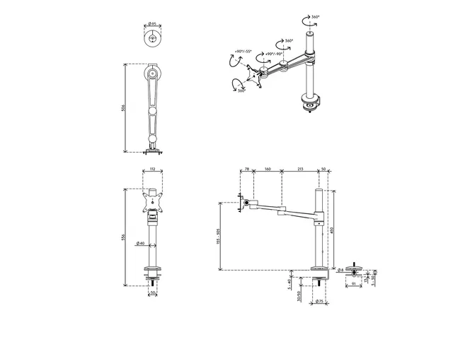 Viewlite Monitorarm 58.120 Wit