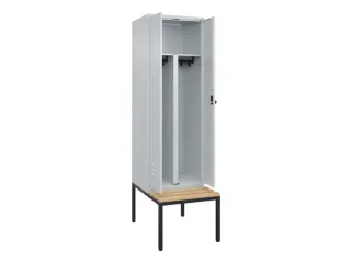 PBM-locker met bank,HxBxD 2120x600x815mm,2vak,vak B 300mm,draaigrendel - 2