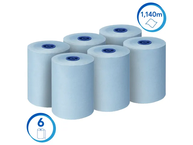 Handdoekrol Scott Essential Slimroll 1-laags 190m blauw 6696