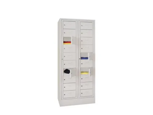 Wasgoedkast 1850x770x500 2x10 Vakken Sokkel Ral7035 Front Ral7035