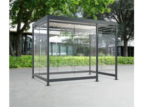 rokersoverkapping,HxBxD 2510x3180x2165mm,wanden EVG,dak trapeziumplaat