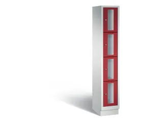 Lockerkast 1800x320x500mm 1x4 vakken Cilinderslot, Sokkel, RAL3003 - 2