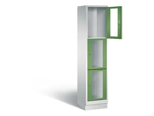 Lockerkast 1800x420x500mm 1x3 vakken Cilinderslot, Sokkel, RAL6011