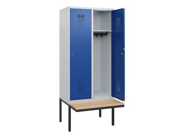 locker met bank,HxBxD 1950x800x815mm,2vak,vak B 400mm,cilinderslot