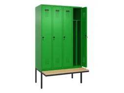 locker met bank,voor scheiding van kleding,HxBxD 2120x1200x815mm,4vak