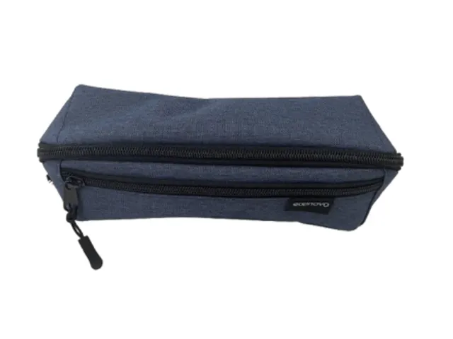 Trousse à crayons Econovo avec 2 fermeture à glissière bleu